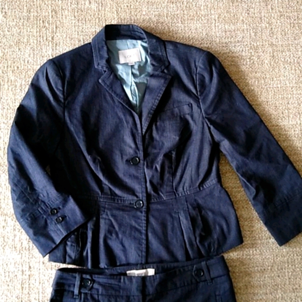 Loft faux denim jacket and pant size 6